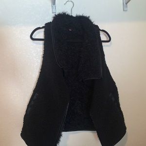 Black fuzzy vest